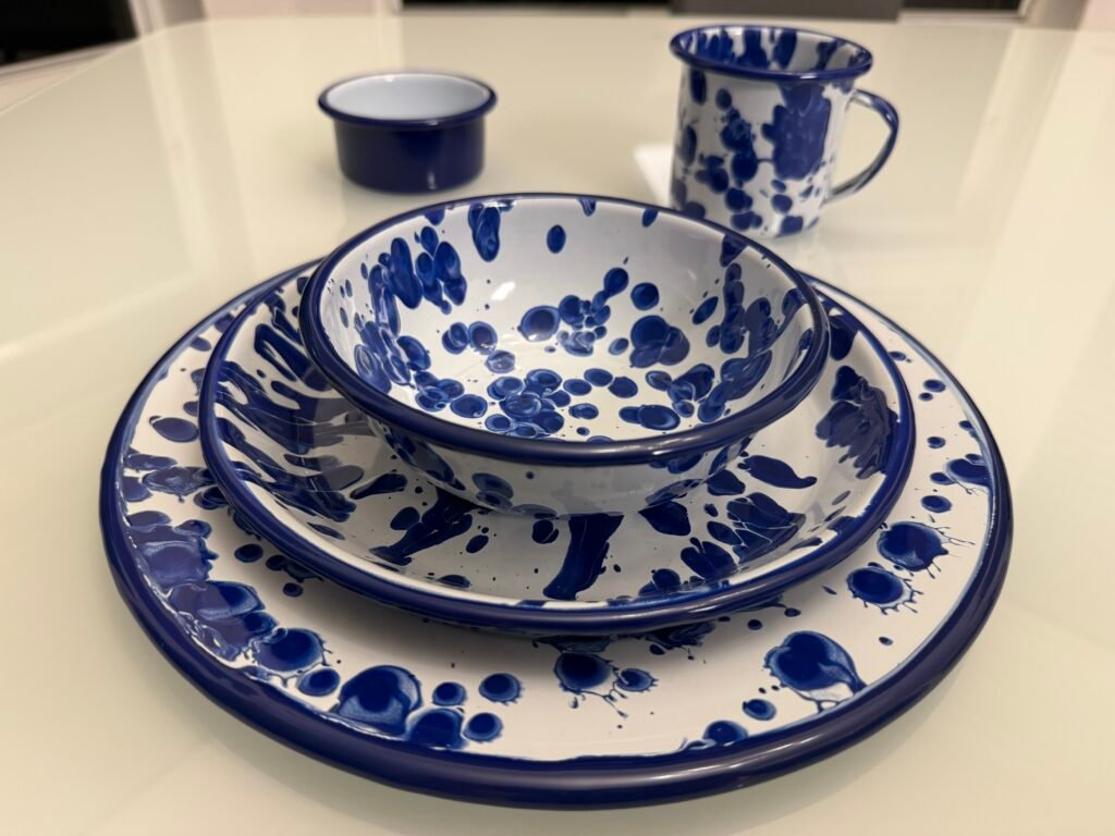 Cobalt & Chalk: 20-Piece Contemporary Vitreous Enamel Dining Set