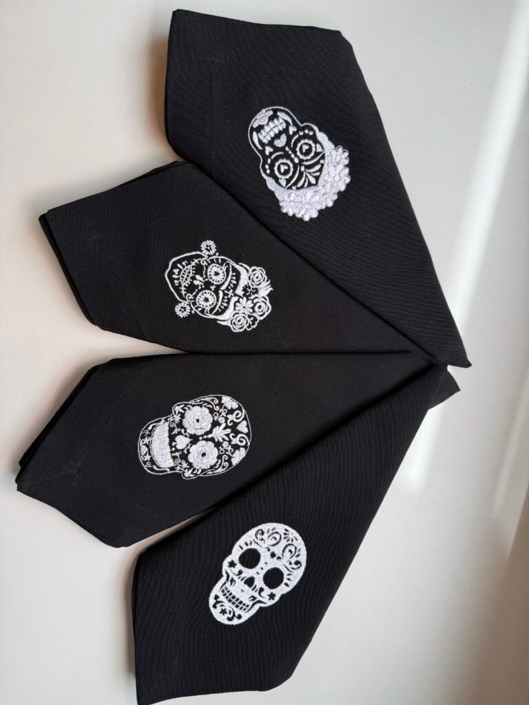 The Calavera Dinner Black Napkins (Set of 4)