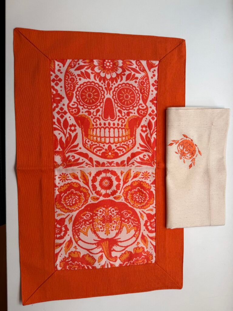 The Harvest Table: Hand-Embroidered Placemat & 4 Napkin Set